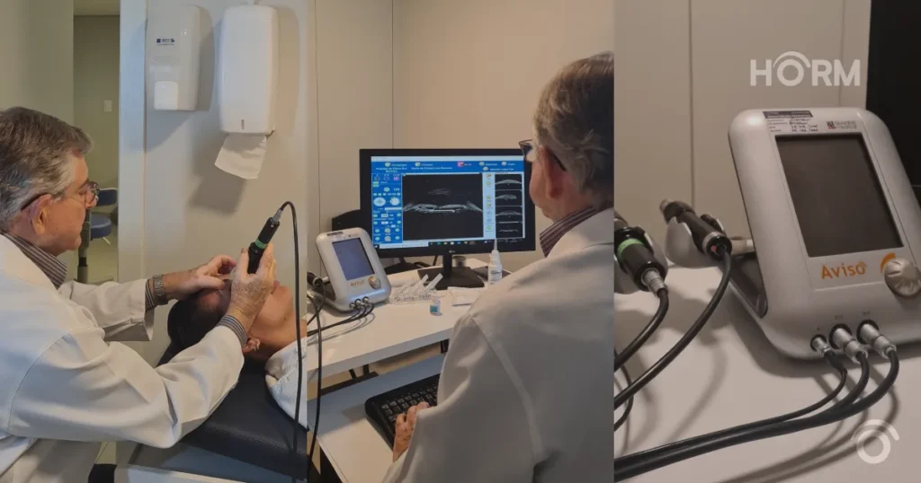 Dr Rui Marinho, fundador do Hospital de Olhos Rui Marinho realizando o exame de Ultrabiomicroscopia Ocular